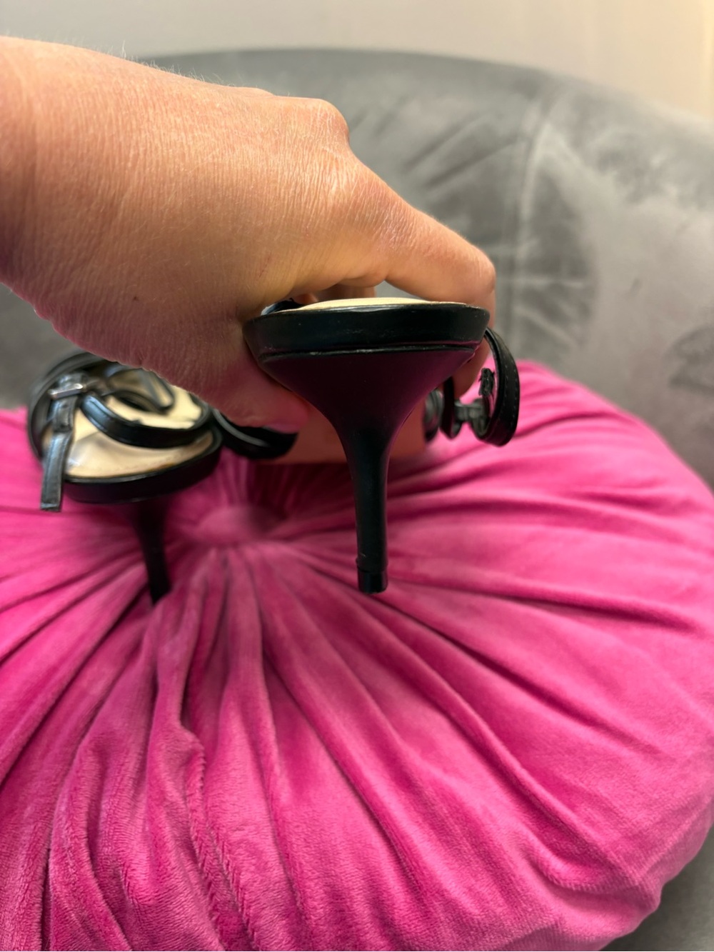 Nine West Black Pointed-Toe Strappy Slingback Heels - Picture 3 of 3
